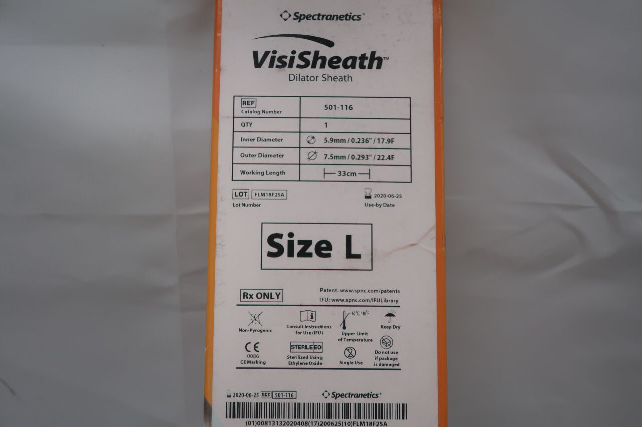 501-116 - SPECTRANETICS - VisiSheath Dilator Sheath Large Inner Diameter: 5.9mm/0.236"/17.9F Outer Diameter: 7.5mm/0.293"/22.4F (x), (EA) - ( Expiry Date: 2026-03-12 )