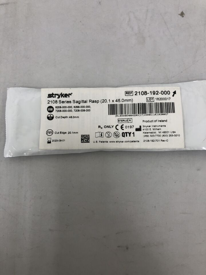 2108-192-000 - STRYKER - Sagittal Rasp, (EA) - ( Expiry Date: 2025-09-01 )