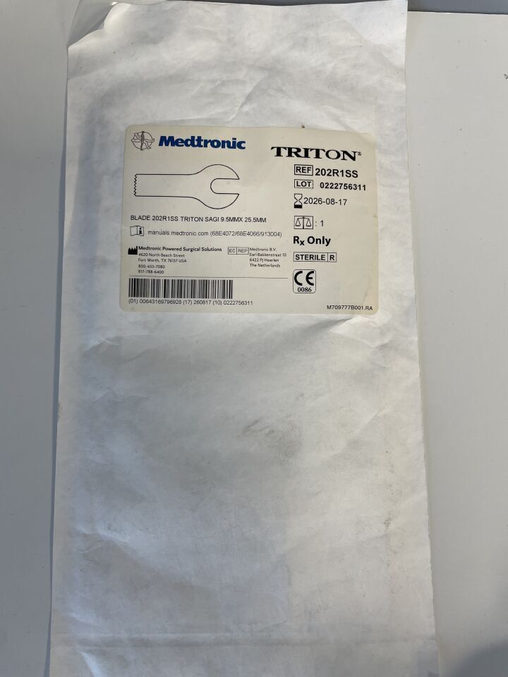 202R1SS - MEDTRONIC -  blade 202r1ss triton sagi 9.5mmx 25.5mm, (EA) - ( Expiry Date: 2026-12-01 )