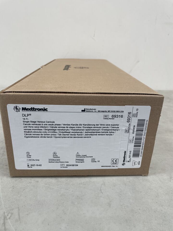 69316 - MEDTRONIC - DLP Single Stage Venous Cannula, Right Angle Metal 16F, 3/8", (BX/10) - ( Expiry Date: 2027-10-02 )
