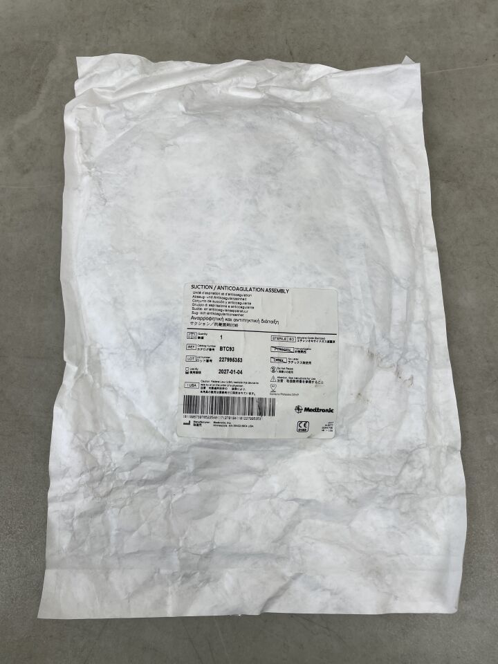 BTC93 - MEDTRONIC - Suction and Anticoagulation Line including Y Adaptor with 1/4â€œ Outlet Lines, (EA) - ( Expiry Date: 2027-01-04 )