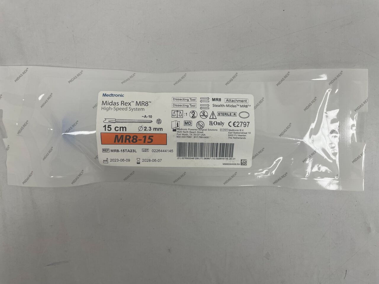 MR8-15TA23L - MEDTRONIC - Midas Rex MR8, Dissecting tool, 15cm D:2.3mm, (EA) - ( Expiry Date: 2028-06-07 )