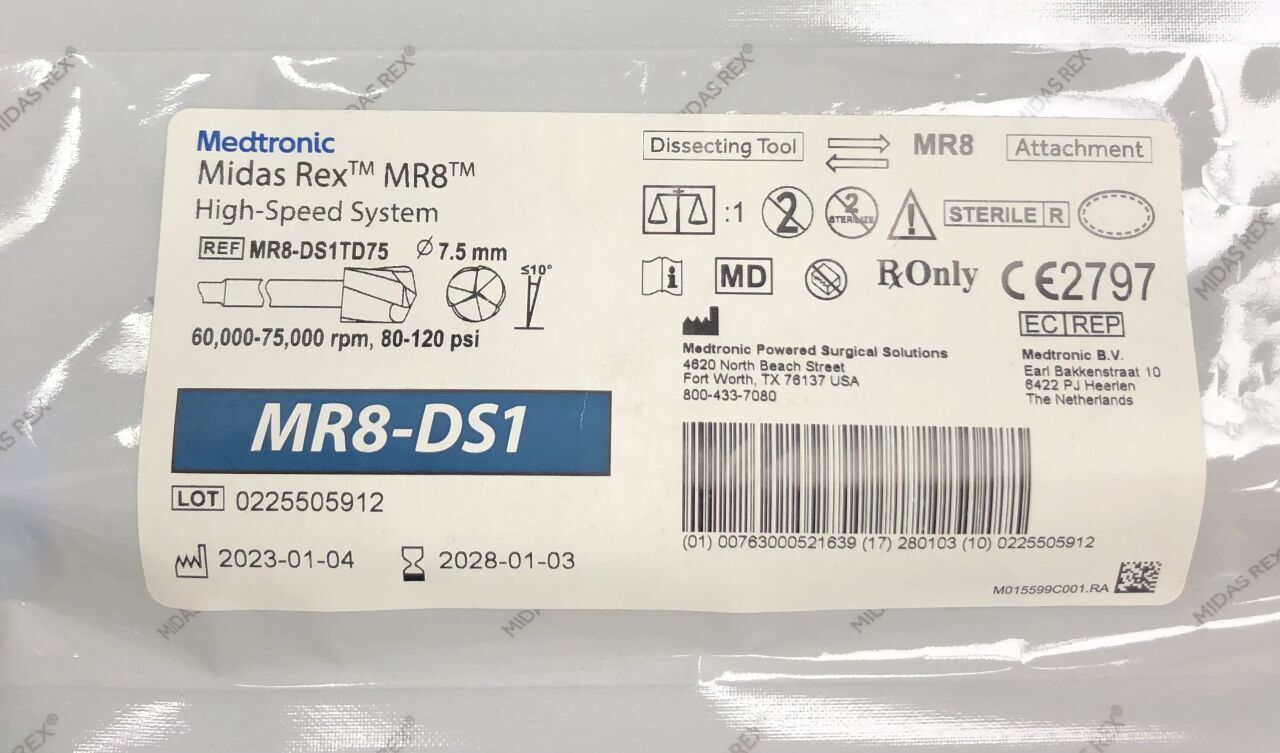 MR8-DS1TD75 - MEDTRONIC - MIDAS REX MR8 High-Speed System, TWIST DRILL, 7.5mm, (EA) - ( Expiry Date: 2028-01-03 )