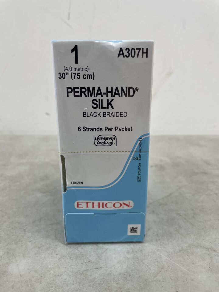 A307H - ETHICON - Perma-Hand Non-Absorbable Braided Silk Suture, Size 1, 30 in. Length, (BX/36) - ( Expiry Date: 2028-03-31 )
