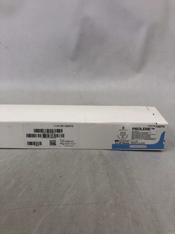 C827G - ETHICON - Prolene Non-Absorbable Monofilament Polypropylene Suture, Size 0, 18 in., (BX/12) - ( Expiry Date: 2028-10-31 )