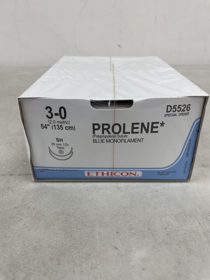 D5526 - ETHICON - PROLENE Monofilament Suture, Blue, Size 3-0, 54", Double Arm, SH Needle, (BX/36) - ( Expiry Date: 2029-08-31 )