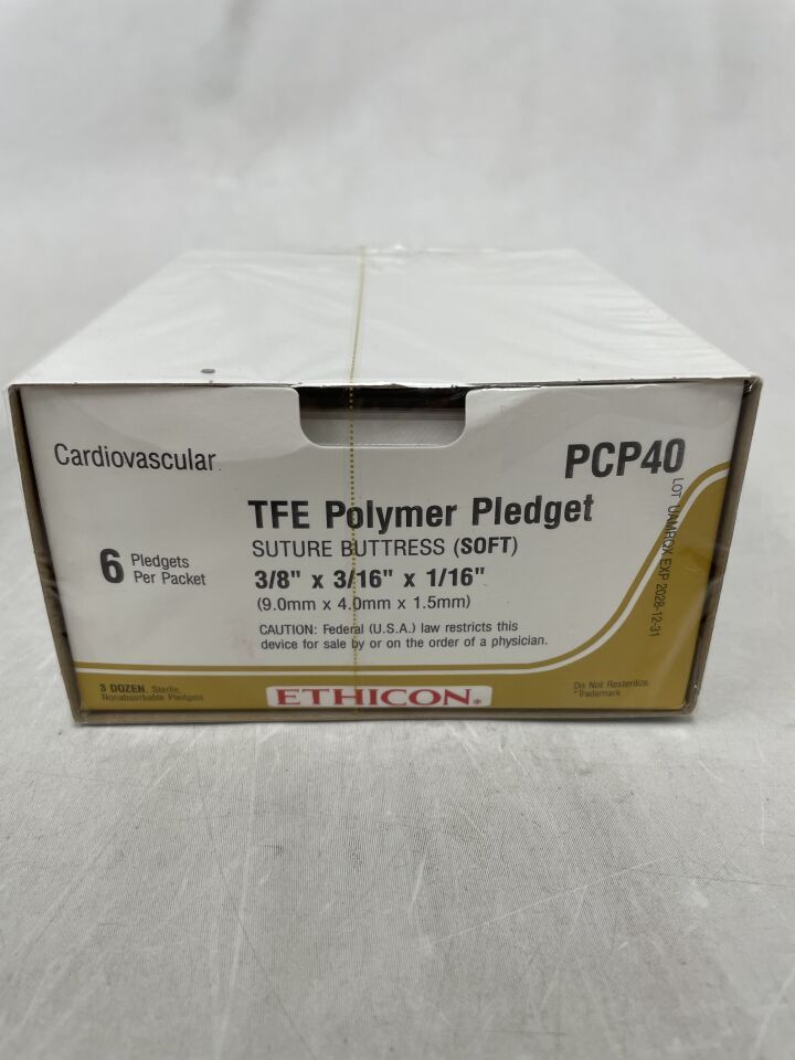 PCP40 - ETHICON - TFE Pledget Polytetrafluoroethylene Suture Buttress, 9.5 x 4.8 x 1.5 mm, (BX/36) - ( Expiry Date: 2028-12-31 )