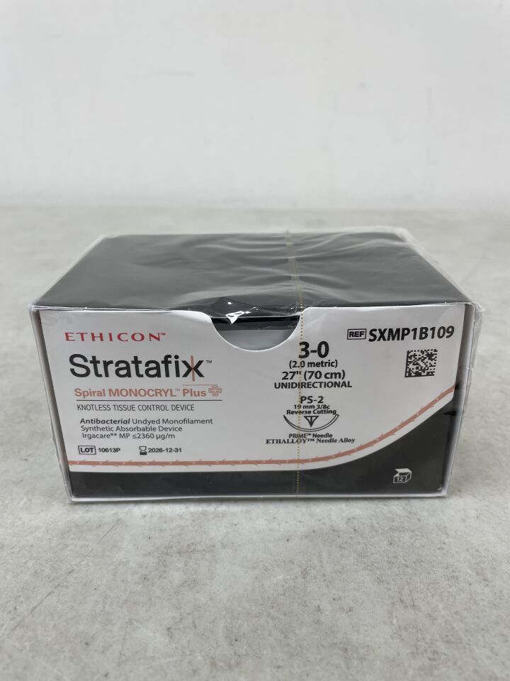 SXMP1B109 - ETHICON - Monocryl Plus Absorbable Monofilament Suture, Size 3-0, 27 in. Length, PS-2 Needle, (BX/12) - ( Expiry Date: 2026-12-31 )
