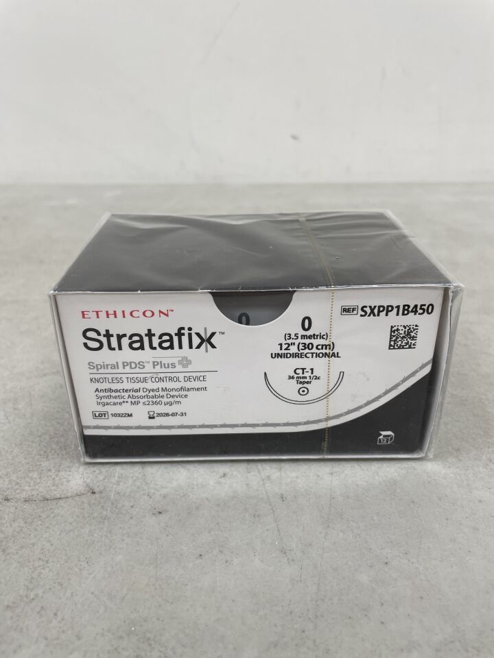 SXPP1B450 - ETHICON - Stratafix Spiral PDS Plus Absorbable Suture, Size 0, 12 in. Length, CT-1 Needle, (BX/12) - ( Expiry Date: 2026-07-31 )