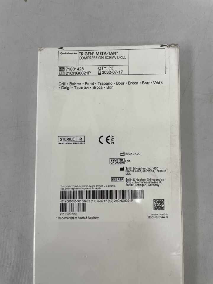 71631428 - SMITH & NEPHEW - trigen meta-tan compression screw drill, (BX/1)