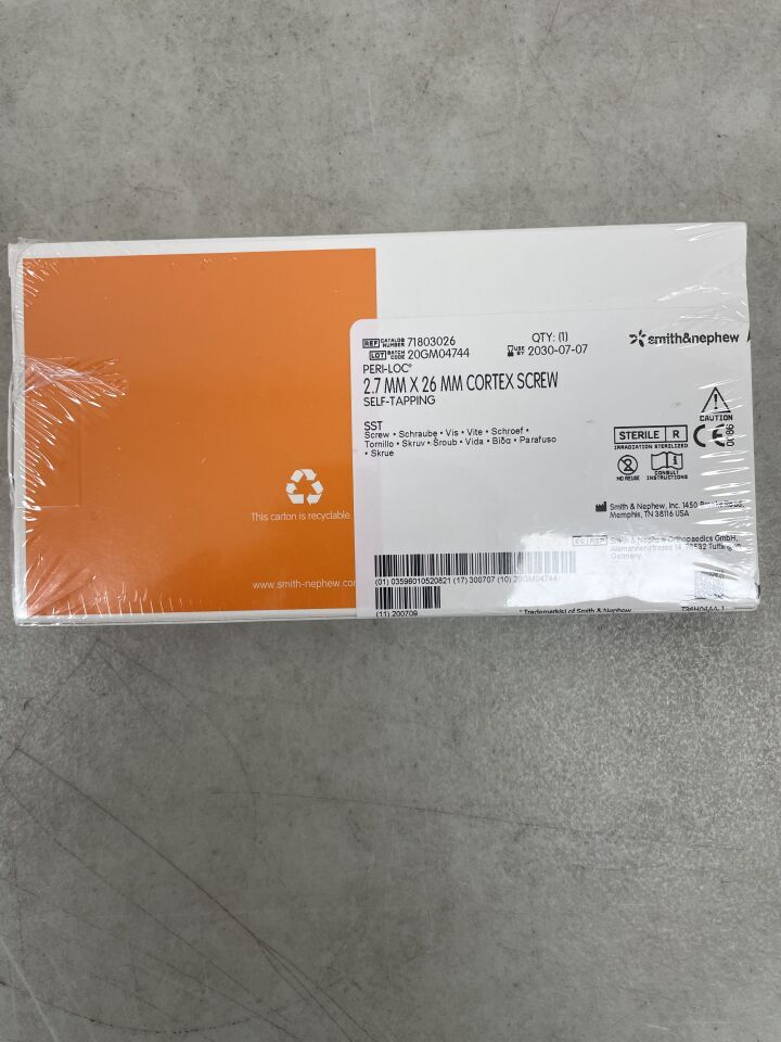 71803026 - SMITH & NEPHEW - Peri-Loc 2.7MM SELF-TAPPING CORTEX SCREW, 26MM, (BX/1) - ( Expiry Date: 2030-07-07 )