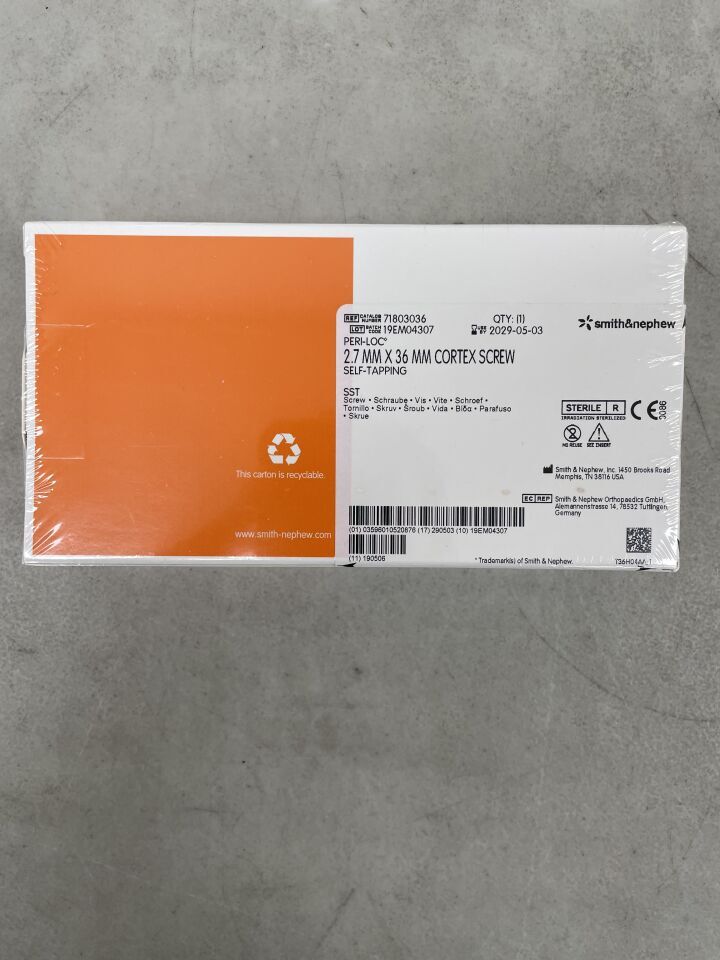 71803036 - SMITH & NEPHEW - Peri-Loc 2.7MM SELF-TAPPING CORTEX SCREW, 36MM, (BX/1) - ( Expiry Date: 2029-05-03 )