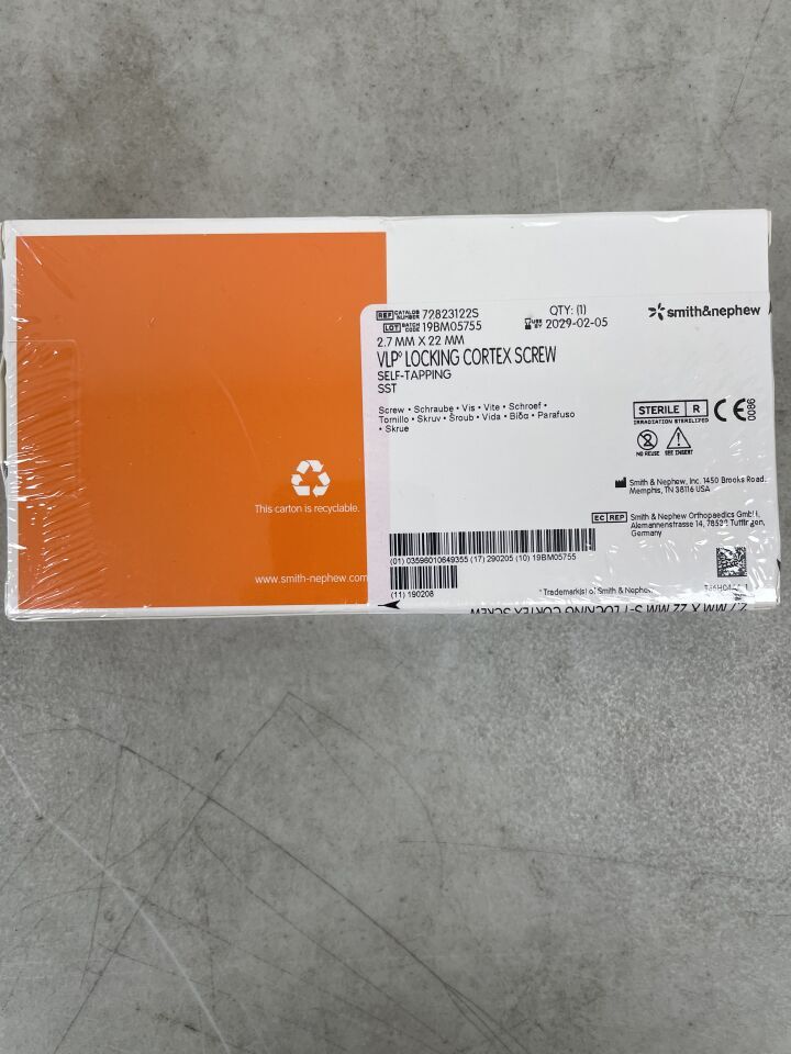 72823122S - SMITH & NEPHEW - vlp foot 2.7mm self-tapping locking cortex screw, 22mm, (BX/1) - ( Expiry Date: 2029-02-05 )