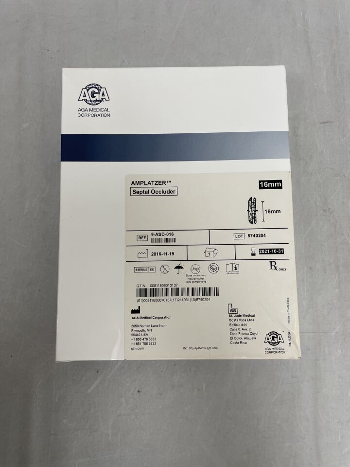 9-ASD-016 - ABBOTT - SJM Amplatzer Septal Occluder 16mm, (BX/1) - ( Expiry Date: 2021-10-31 )