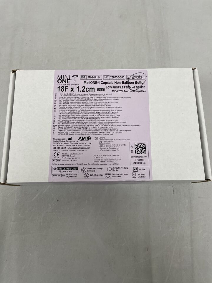 M1-2-1812-I - AMT - Mini ONE Capsule Non-Balloon Button, 18FR x 1.2cm, (BX/1) - ( Expiry Date: 2026-01-01 )