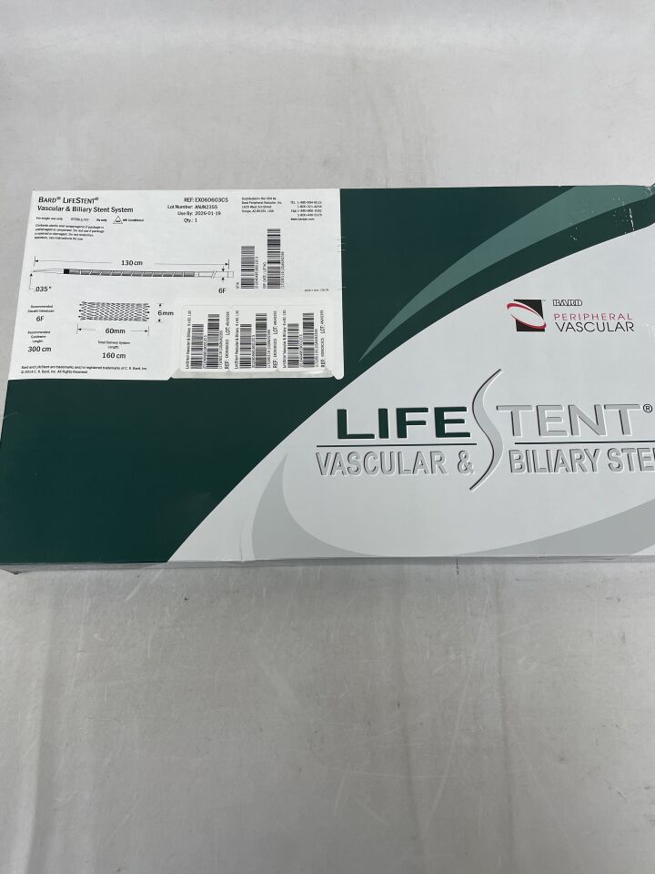 EX060603CS - BARD - LifeStent Vascular & Biliary Stent System - 6mm x 60mm x 130cm, (BX/1) - ( Expiry Date: 2026-01-19 )