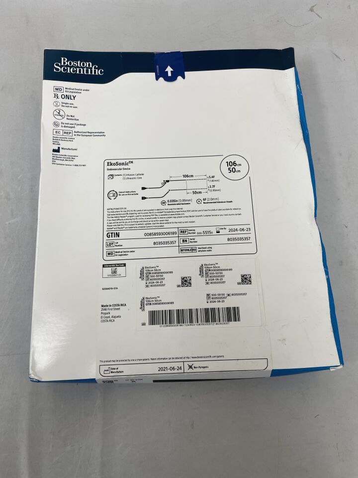 5515 - BOSTON SCIENTIFIC - EkoSonic Endovascular Device - Infusion Catheter and Ultrasonic Core - 106cm x 50cm, (BX/1) - ( Expiry Date: 2024-06-23 )