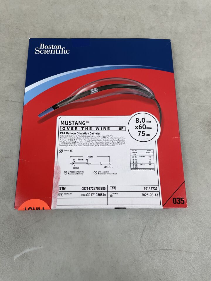 3917108067 - BOSTON SCIENTIFIC - Mustang OTW PTA Balloon Dilatation Catheter - 8.0mm x 60mm x 75cm, (BX/1) - ( Expiry Date: 2025-09-13 )
