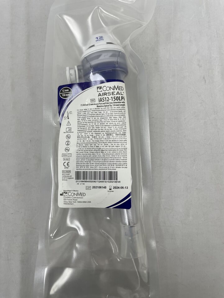 IAS12-150LPi - CONMED - AirSeal 12mm Access Port, Palm Grip Obturator, Bladeless Optical Tip, 150mm, (EA) - ( Expiry Date: 2025-08-21 )