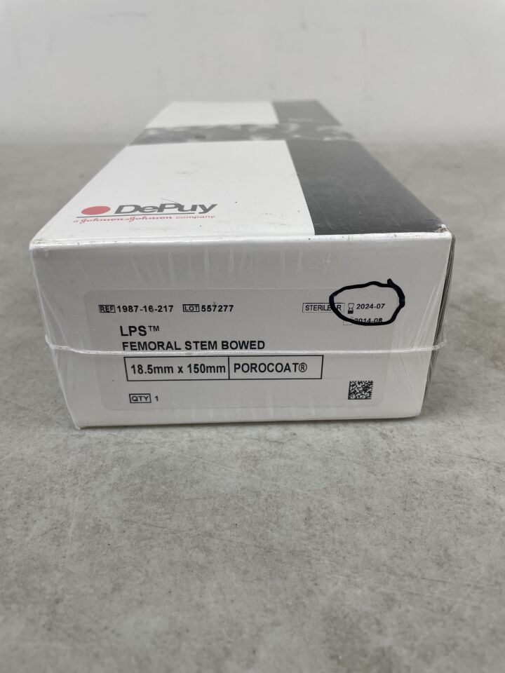 1987-16-217 - DEPUY - LPS FEMORAL STEM BOWED 18.5mm x 150mm POROCOAT, (BX/1) - ( Expiry Date: 2024-07-31 )