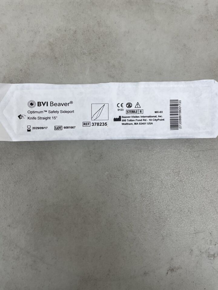 378235 - BVI - Optimum Safety Sideport Knife Straight, 15 Degree, (EA) - ( Expiry Date: 2029-09-17 )