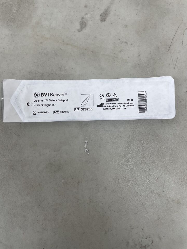 378235 - BVI - Optimum Safety Sideport Knife Straight, 15 Degree, (EA) - ( Expiry Date: 2029-09-23 )