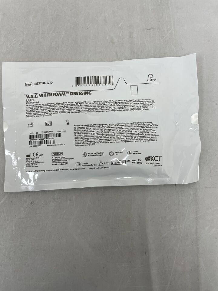 M6275034 - KCI - V.A.C. WhiteFoam Large Dressing: 10cm x 15cm, (EA) - ( Expiry Date: 2025-11-03 )