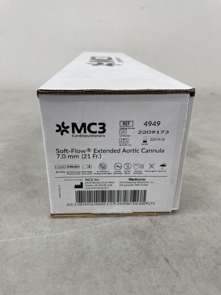 4949 - MEDTRONIC - MC3 Soft Flow Extended 21F Arterial Cannula w/Suture Ring, Vented 3/8", (BX/10) - ( Expiry Date: 2025-09-30 )