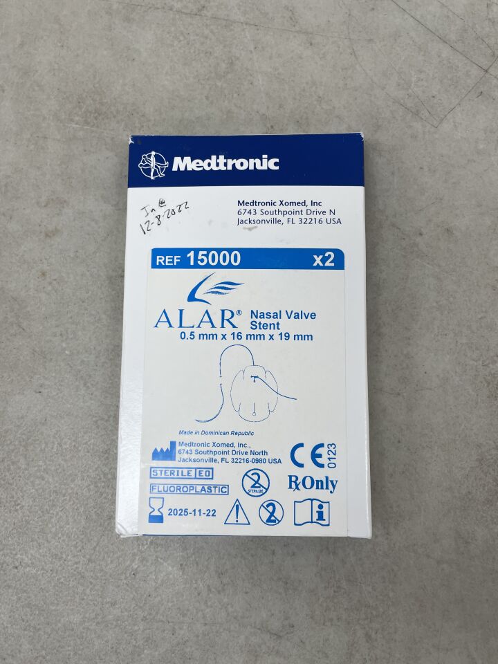 15000 - MEDTRONIC - alar nasal valve stent 0.5mm x 16mm x 19mm, (BX/2) - ( Expiry Date: 2025-11-22 )