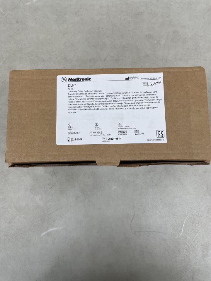 30255 - MEDTRONIC - DLP High Flow Coronary Artery Ostial Cannula 10F x 7.5", 45 Degree Soft Silicone Tip, (BX/10) - ( Expiry Date: 2025-11-16 )