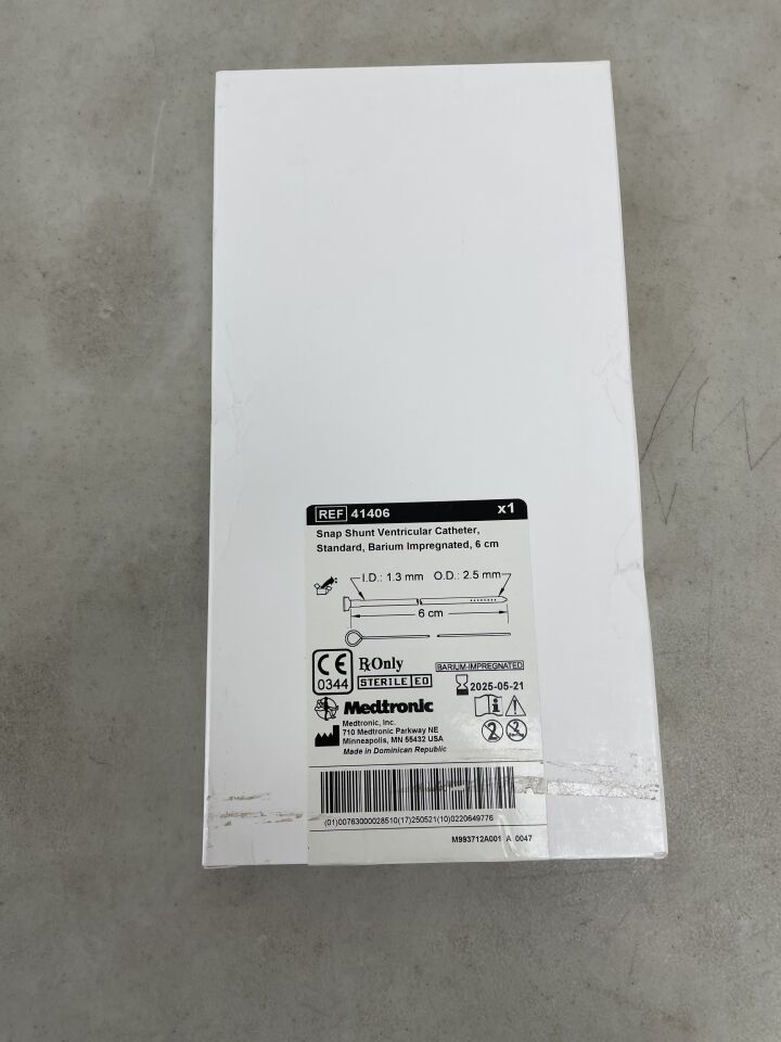 41406 - MEDTRONIC - CSF-Snap Shunt Ventricular Catheter, Standard, Barium 6cm, (BX/1) - ( Expiry Date: 2025-05-21 )