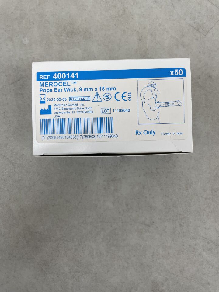 400141 - MEDTRONIC - Merocel Pope Ear Wick, 9 dia. x 15 mm Length, (BX/50) - ( Expiry Date: 2025-05-03 )