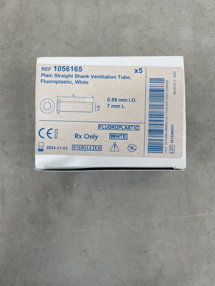 1056165 - MEDTRONIC - Plain Straight Shank Ventilation Tube Fluoroplastic White 0.89mm x 7mm, (BX/5) - ( Expiry Date: 2024-11-02 )