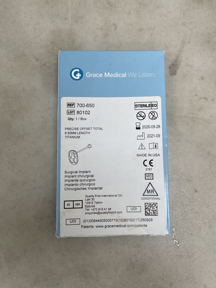 700-650 - GRACE MEDICAL - Precise Offset Total, 6.50mm, (BX/1) - ( Expiry Date: 2026-09-28 )