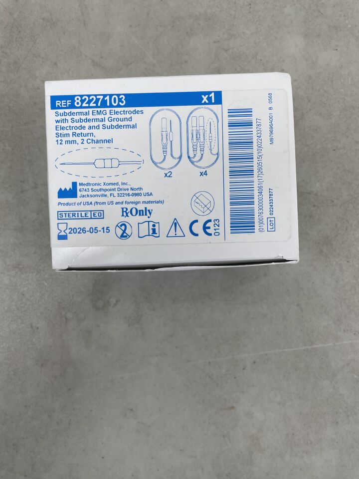8227103 - MEDTRONIC - 2 Channel Subdermal Needle EMG Electrode, 0.4 dia. X 12 mm Length, Stainless Steel, (BX/1) - ( Expiry Date: 2026-05-15 )