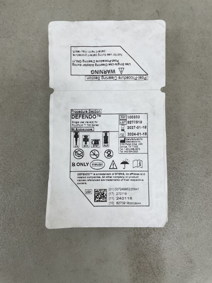 100333 - MEDIVATORS - Defendo Single-Use Valve for FUJIFILM 700 Series Endoscopes, (EA) - ( Expiry Date: 2027-01-18 )