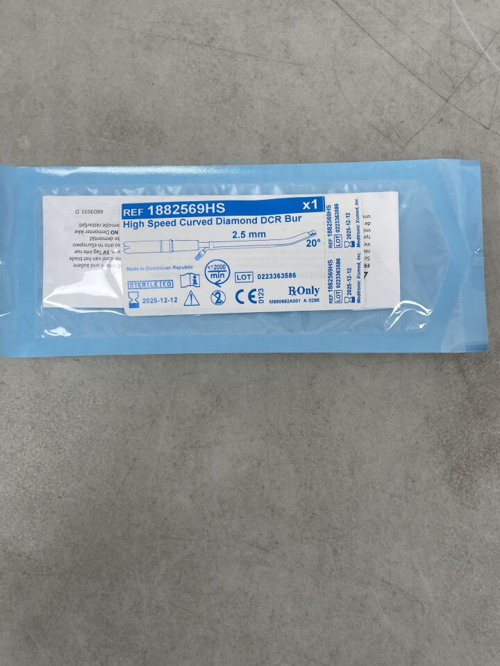 1882569HS - MEDTRONIC - High Speed Curved Diamond DCR Bur, 2.5mm x 16mm, 20degrees, (EA) - ( Expiry Date: 2025-12-12 )