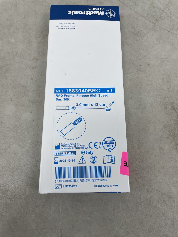 1883040BRC - MEDTRONIC - Medtronic 30K Frontal Finesse Barrel Burr, 3 mm dia. x 13 cm Length, 40° Angle, (BX/1) - ( Expiry Date: 2025-10-10 )