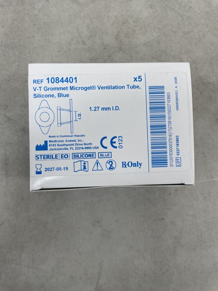 1084401 - MEDTRONIC - V-T Grommet Microgel Ventilation Tube, 1.27 I.D.., (BX/5) - ( Expiry Date: 2027-08-19 )
