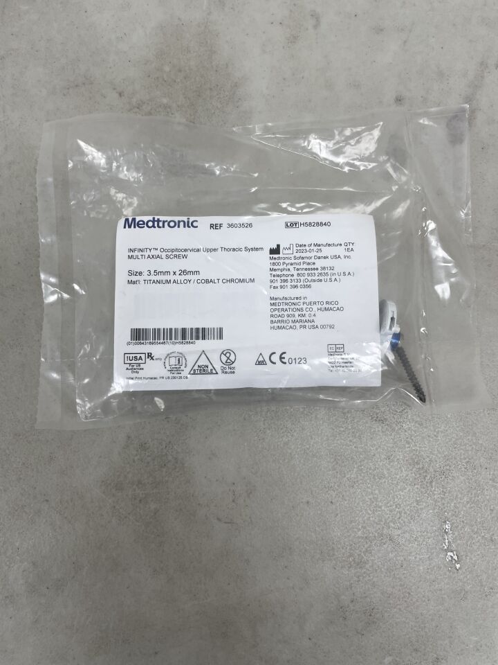3603526 - MEDTRONIC - INFINITY Occipitocervical Upper Thoracic System Multi Axial Screw, 3.5 x 26mm, (EA) - ( Expiry Date: 2099-12-31 )