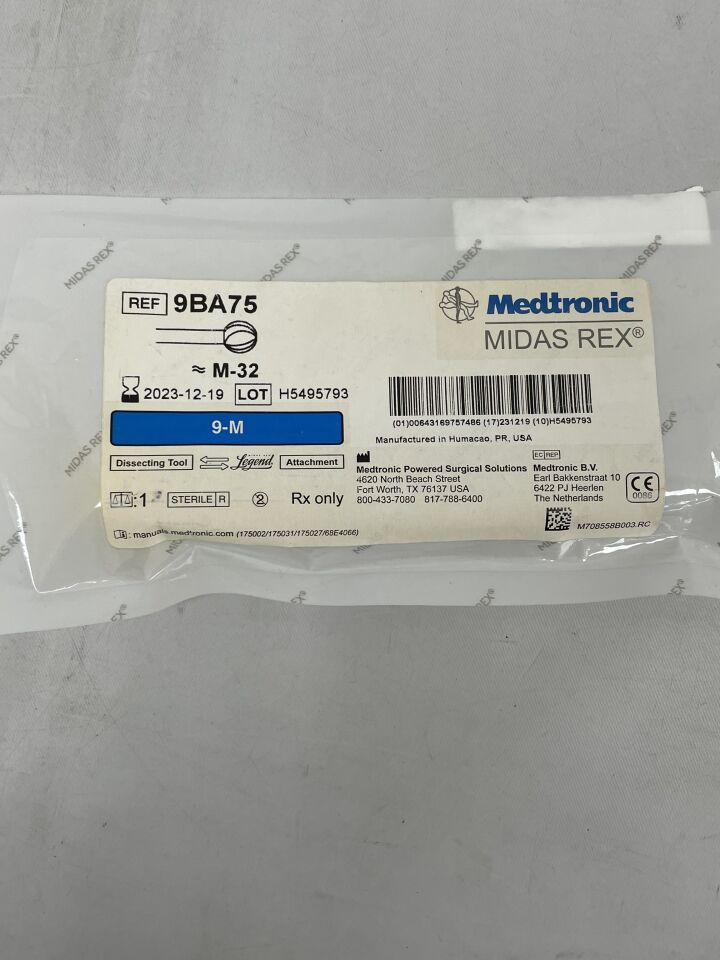 9BA75 - MEDTRONIC - Midas Rex Legend Fluted Ball Dissecting Tool, 7.5 mm Head Diameter, 9 cm Shaft Length, (EA) - ( Expiry Date: 2026-04-13 )