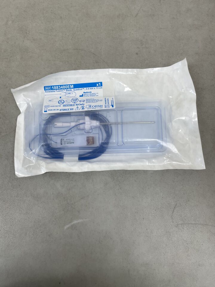 1883480EM - MEDTRONIC - Rotatable Fusion Blade, Quadcut, 3.4mm dia. x 13cm Length,  with Automated EM Tracking, (EA) - ( Expiry Date: 2026-06-26 )