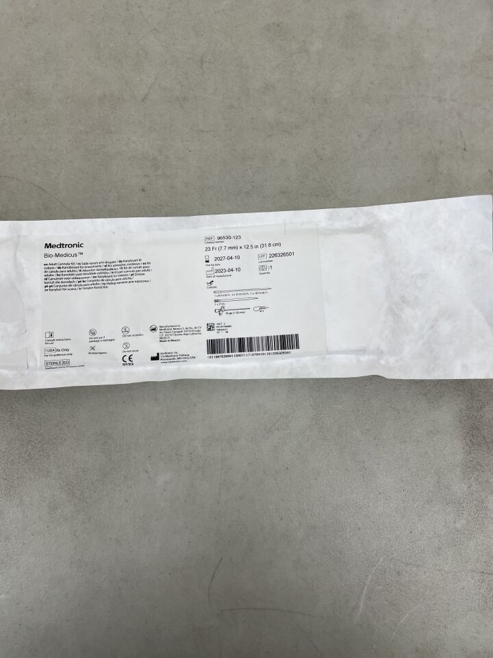 96530-123 - MEDTRONIC - Bio-Medicus NextGen Femoral Arterial/Jugular Venous Cannula Kit 23F x 31.8cm, 3/8" Vented, (EA) - ( Expiry Date: 2027-04-10 )
