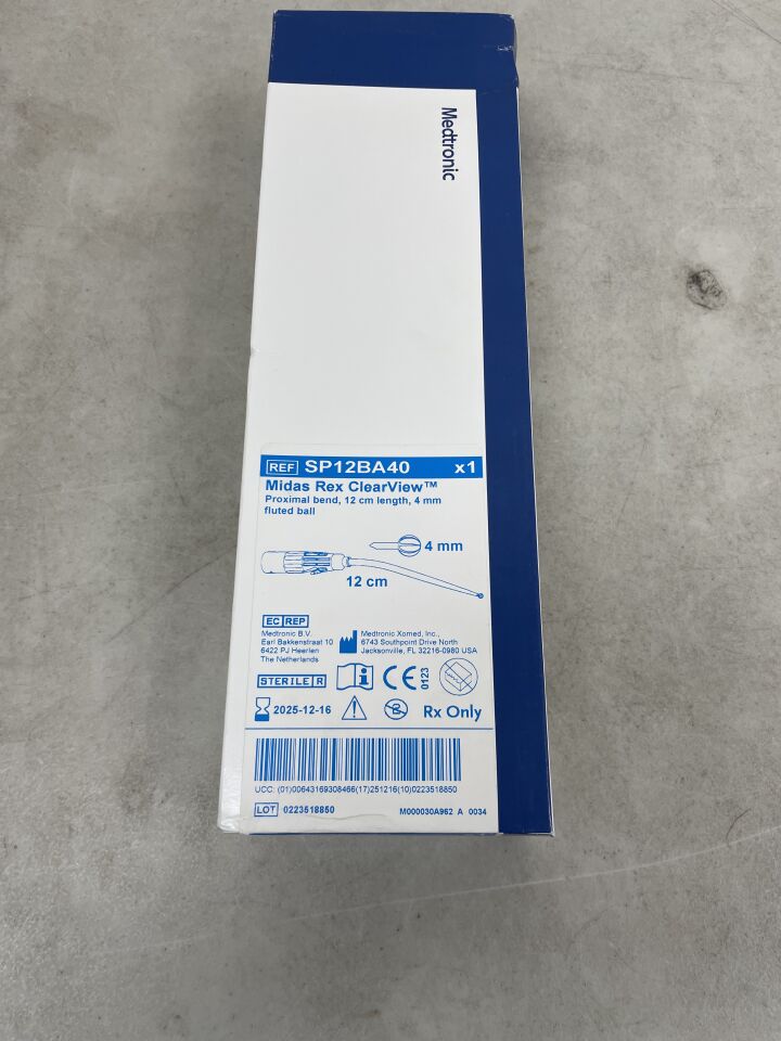 SP12BA40 - MEDTRONIC - Midas Rex MR8 ClearView Proximal Bend Flute Ball Cutting Burr, 4 mm Head Diameter, 12 cm Shaft Length, (BX/1) - ( Expiry Date: 2025-12-16 )