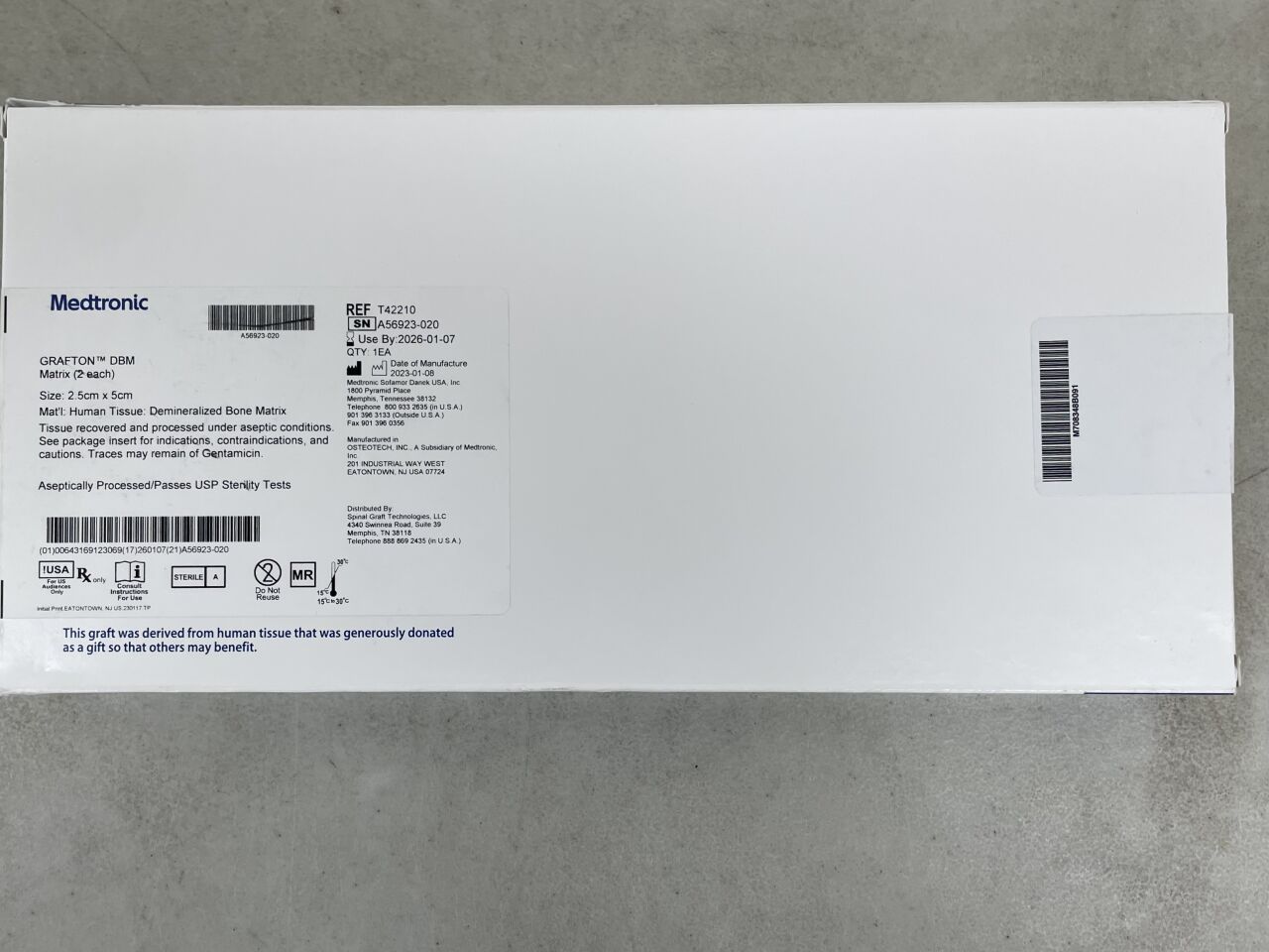T42210 - MEDTRONIC - Grafton DBM Matrix, 2.5 x 5cm, (BX/1) - ( Expiry Date: 2026-01-07 )