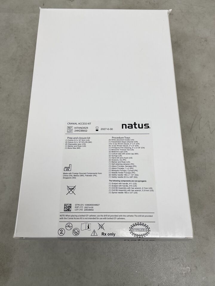 HITHNDRZR - NATUS - Cranial Access Kit w/No Drugs, Two Drill Bits, Razor, (BX/1) - ( Expiry Date: 2027-06-30 )