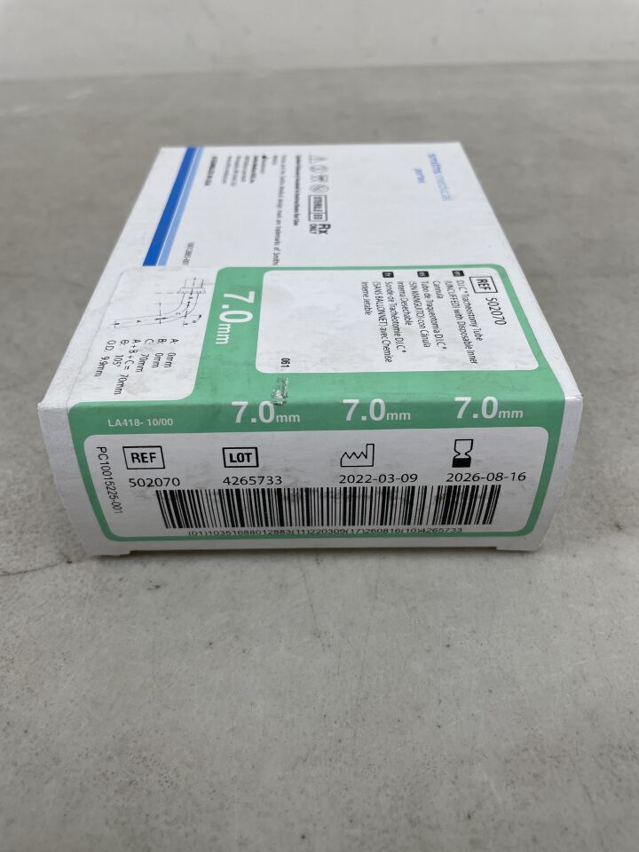 502070 - SMITHS MEDICAL - Portex D. I.C Tracheostomy Tube, Uncuffed, Size 7.0mm, Green, (BX/1) - ( Expiry Date: 2026-08-16 )
