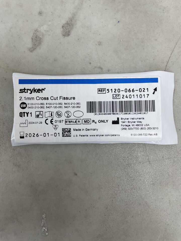 5120-066-021 - STRYKER - 2.1mm Cross Cut Fissure Bur, Medium, (EA) - ( Expiry Date: 2026-01-01 )