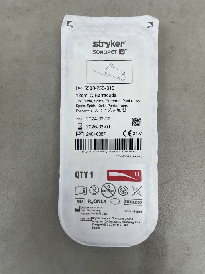5500-25S-310 - STRYKER - Sonopet IQ Barracuda Tip, 4.6 in. Length, (EA) - ( Expiry Date: 2026-02-01 )