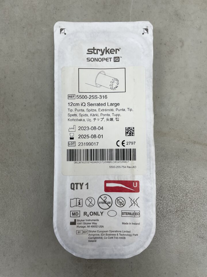 5500-25S-316 - STRYKER - Sonopet IQ 12cm Serrated Large Tip, (EA) - ( Expiry Date: 2025-08-01 )